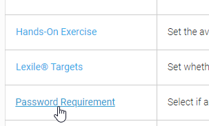 select Password Requirement