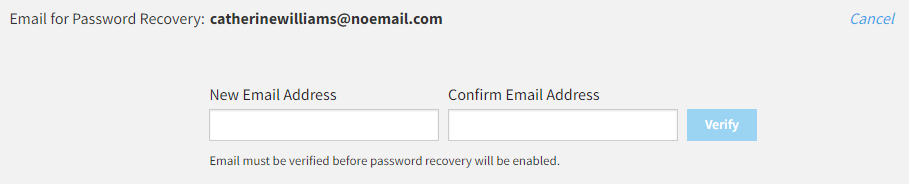 entering or updating an email address