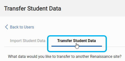 select the Transfer Student Data tab