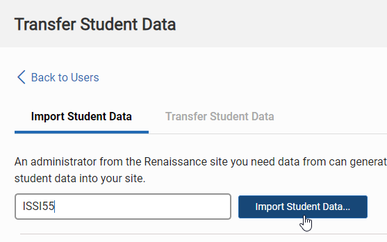 copy in or enter the code and select Import Student Data