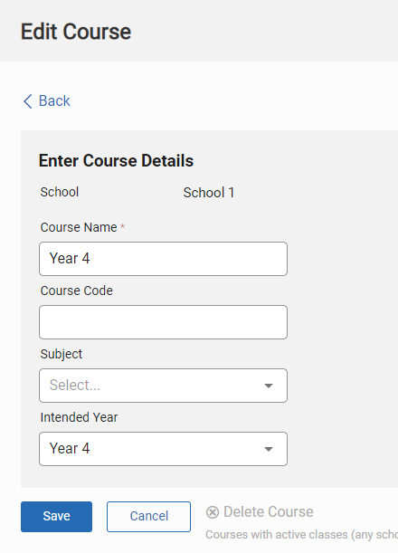 the Edit Course page