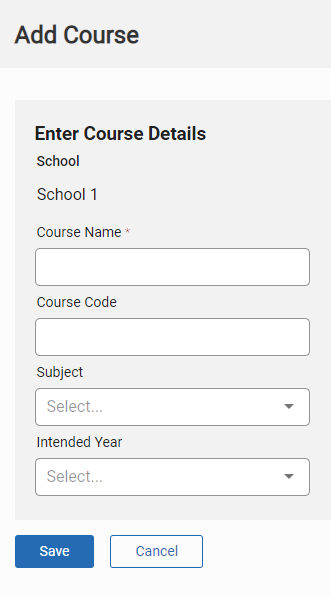 the Add Course page