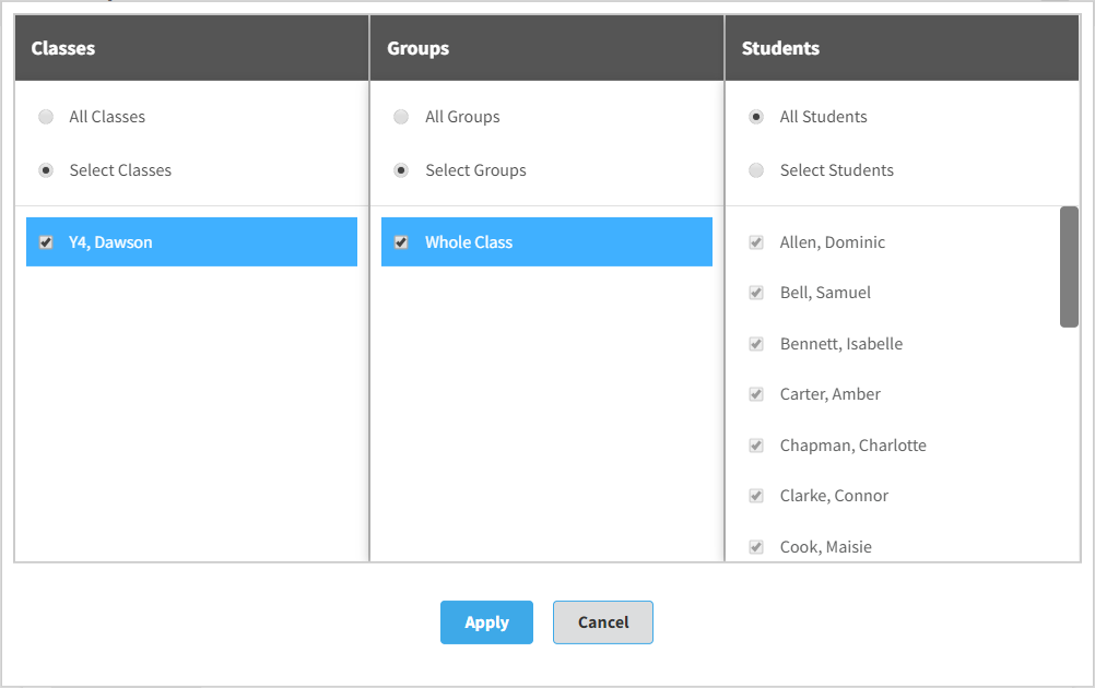 the window with the Groups column