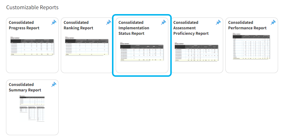 select Consolidated Implementation Status Report