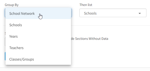 the Group By and Then List drop-down lists