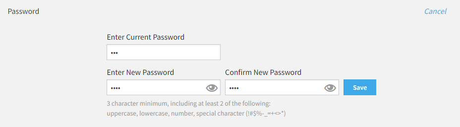 the Password section with Change Password selected