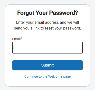 the Forgot Your Password Page with the email field