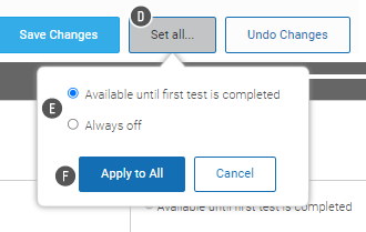 The Set All button has been selected; the setting for all classes is in a pop-up window. The Apply to All and Cancel buttons are at the bottom.