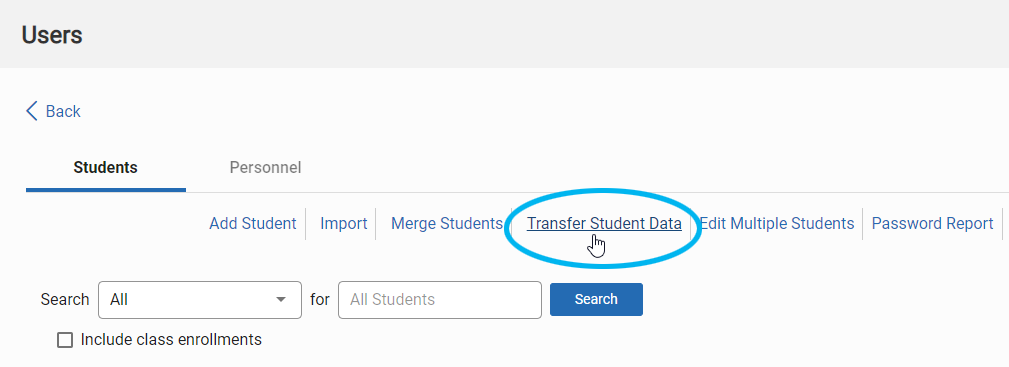 select Transfer Student Data
