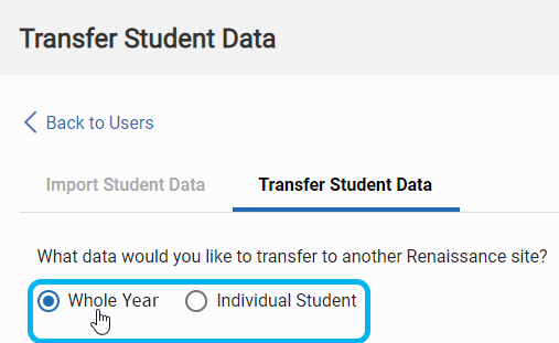 select Whole Year or Individual Student