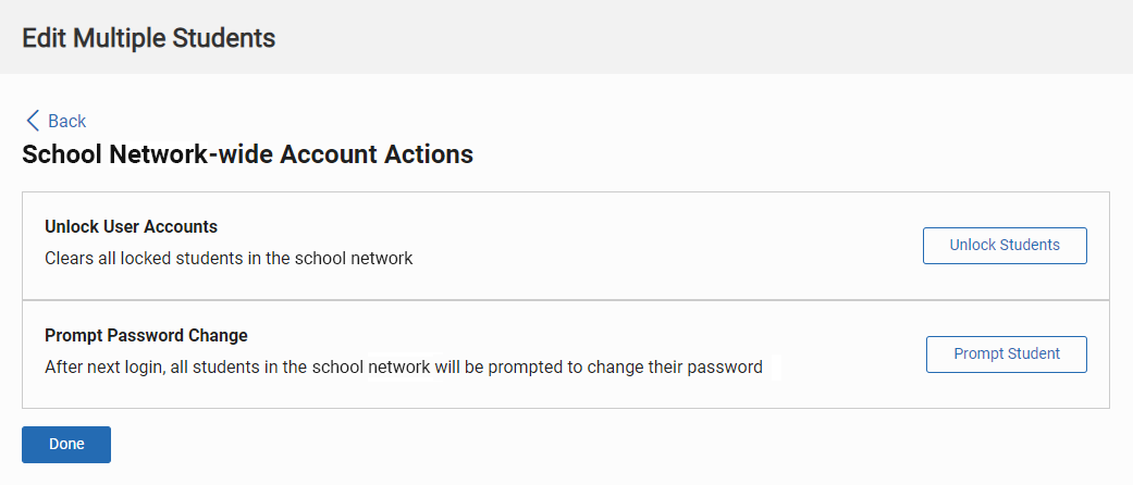 the School Network-wide Account Options page