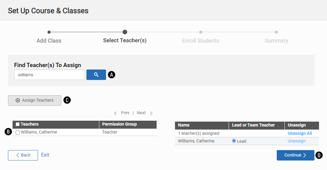 the Find Teachers page