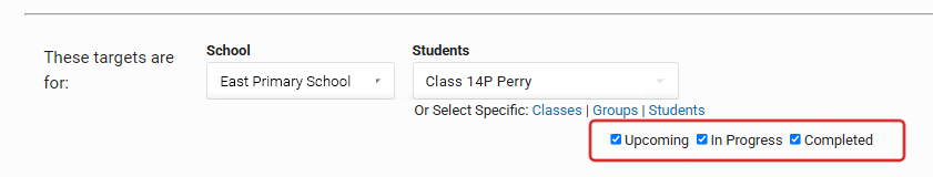The Upcoming, In Progress, and Completed tick boxes.